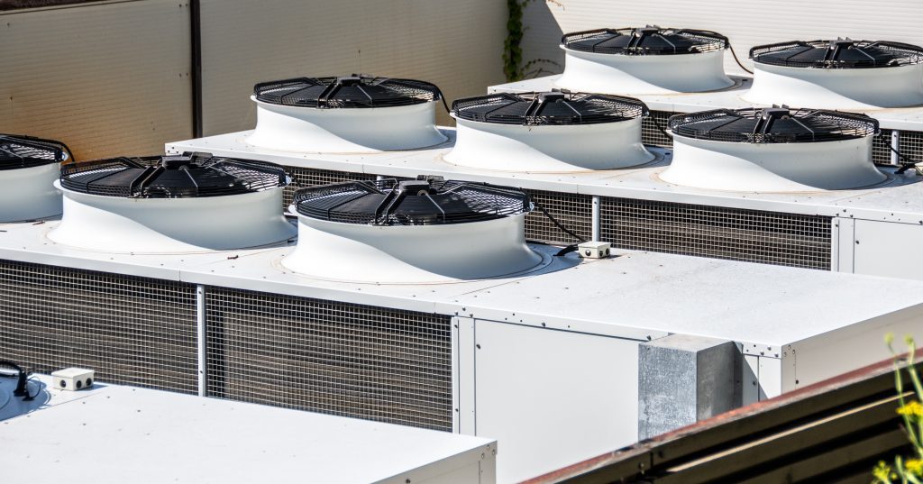 Energy Efficient HVAC System installed on a commercial building's roof