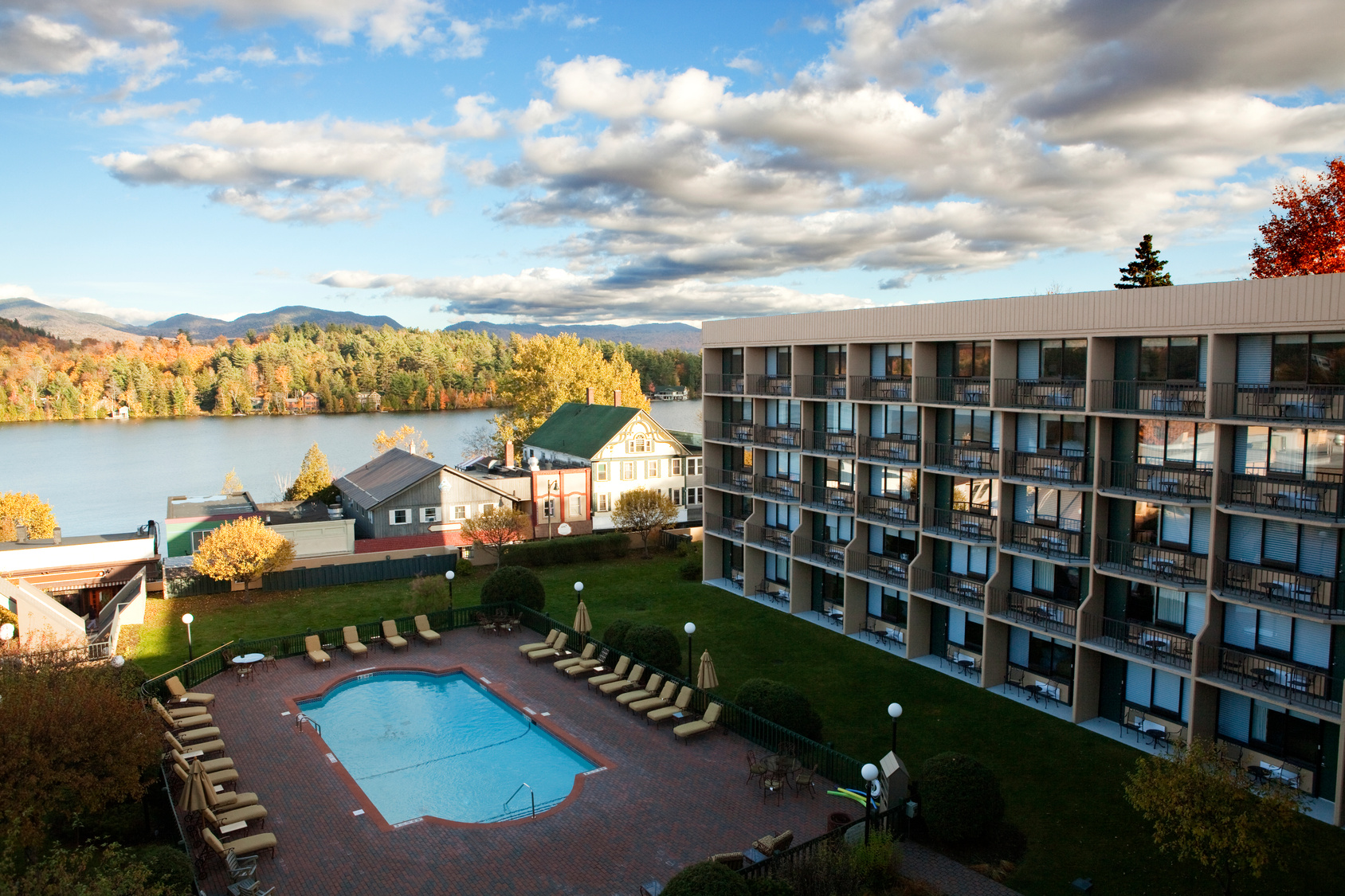 lakeside hotel overlooking water